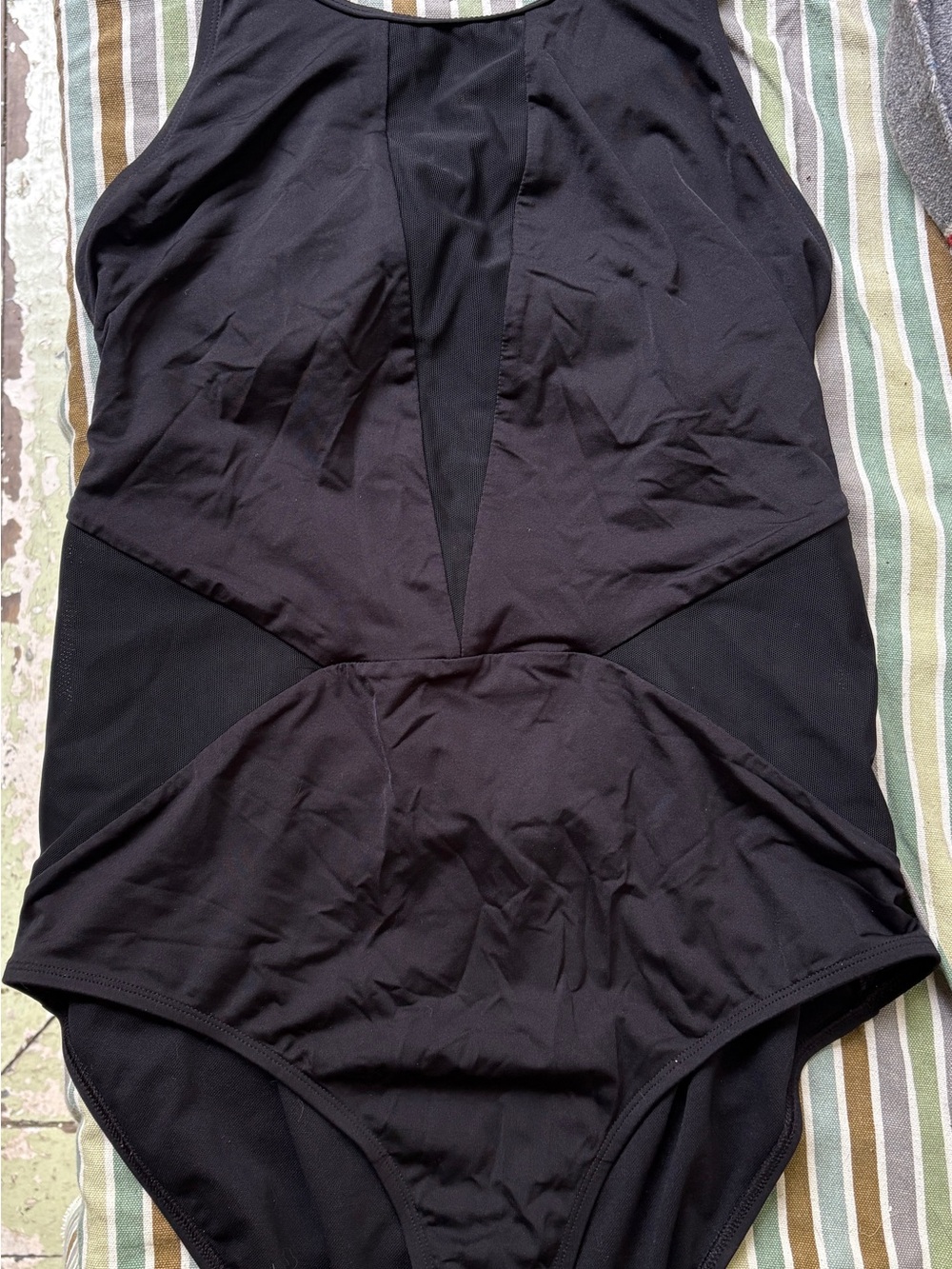 Mesh panelled Black One-Piece Women's Swimsuit
